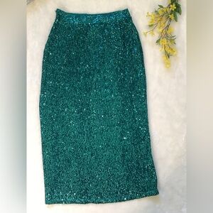 Anthropologie Maeve Teal Sequin Top